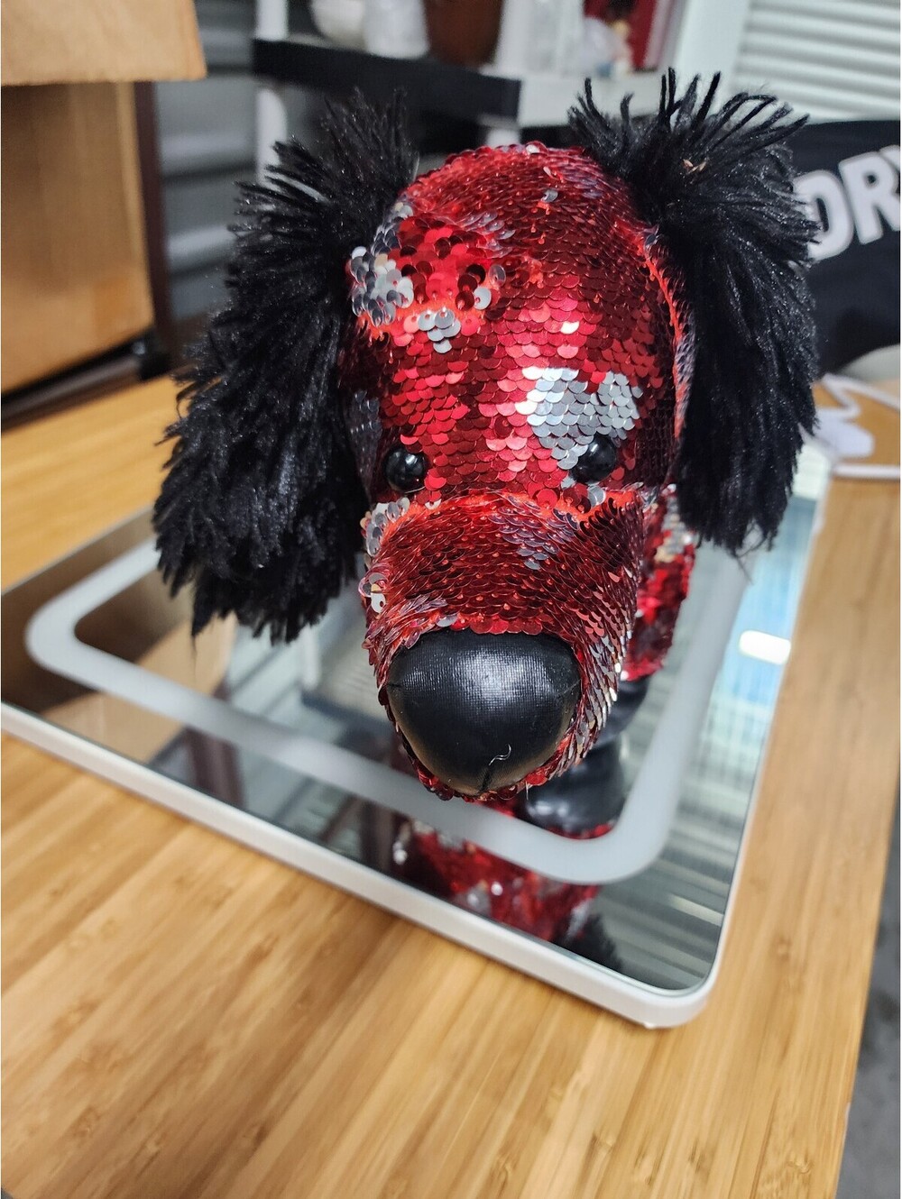 Red and Silver Sequin Poodle Stuff